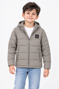 Junior Boys Woven Puffer Jacket – Regular Fit Hooded Full-Zip Quilted Winter Jacket