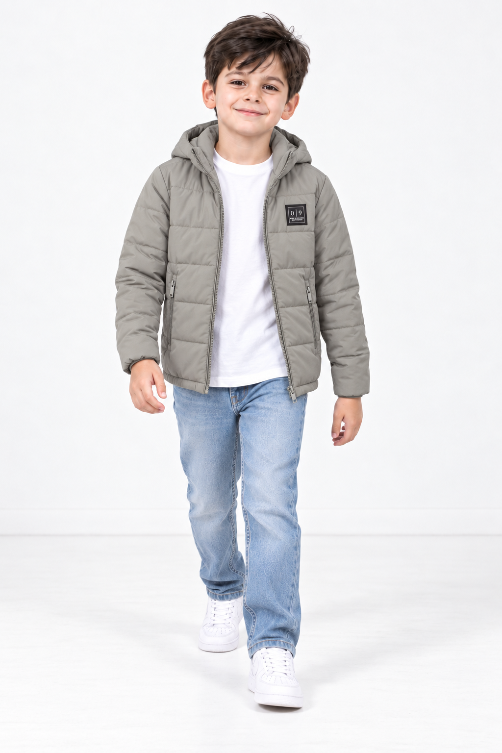 Junior Boys Woven Puffer Jacket – Regular Fit Hooded Full-Zip Quilted Winter Jacket