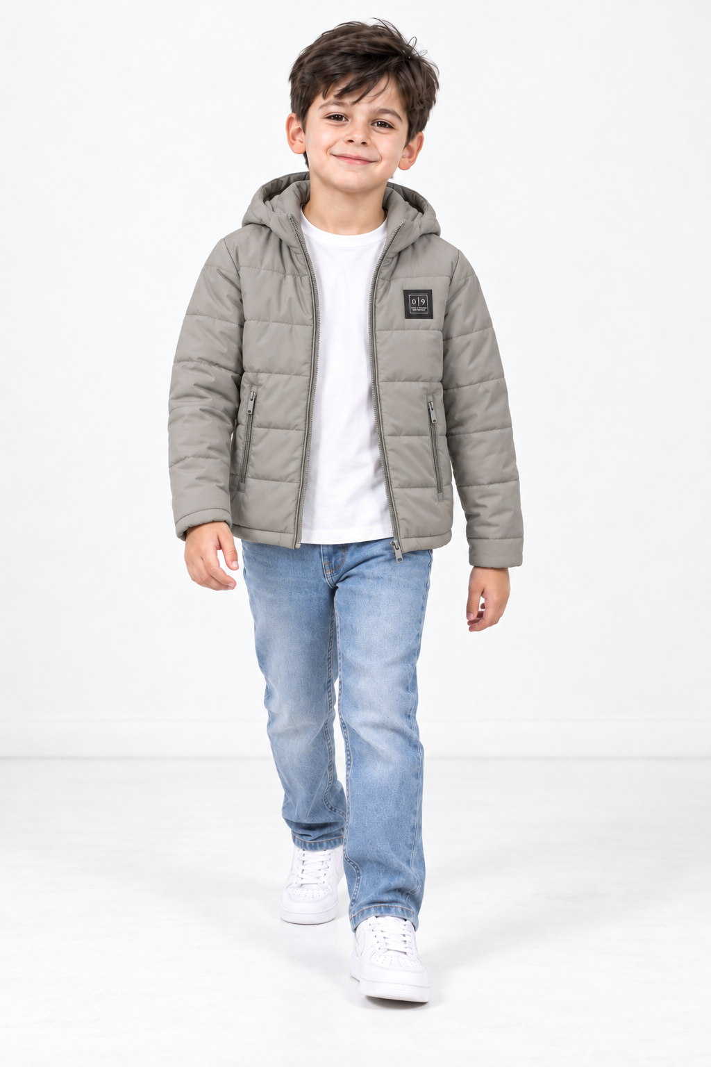 Junior Boys Woven Puffer Jacket – Regular Fit Hooded Full-Zip Quilted Winter Jacket