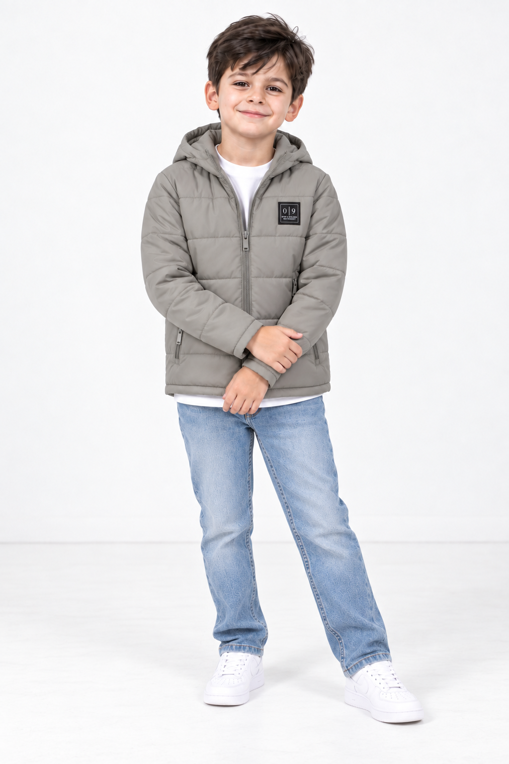 Junior Boys Woven Puffer Jacket – Regular Fit Hooded Full-Zip Quilted Winter Jacket