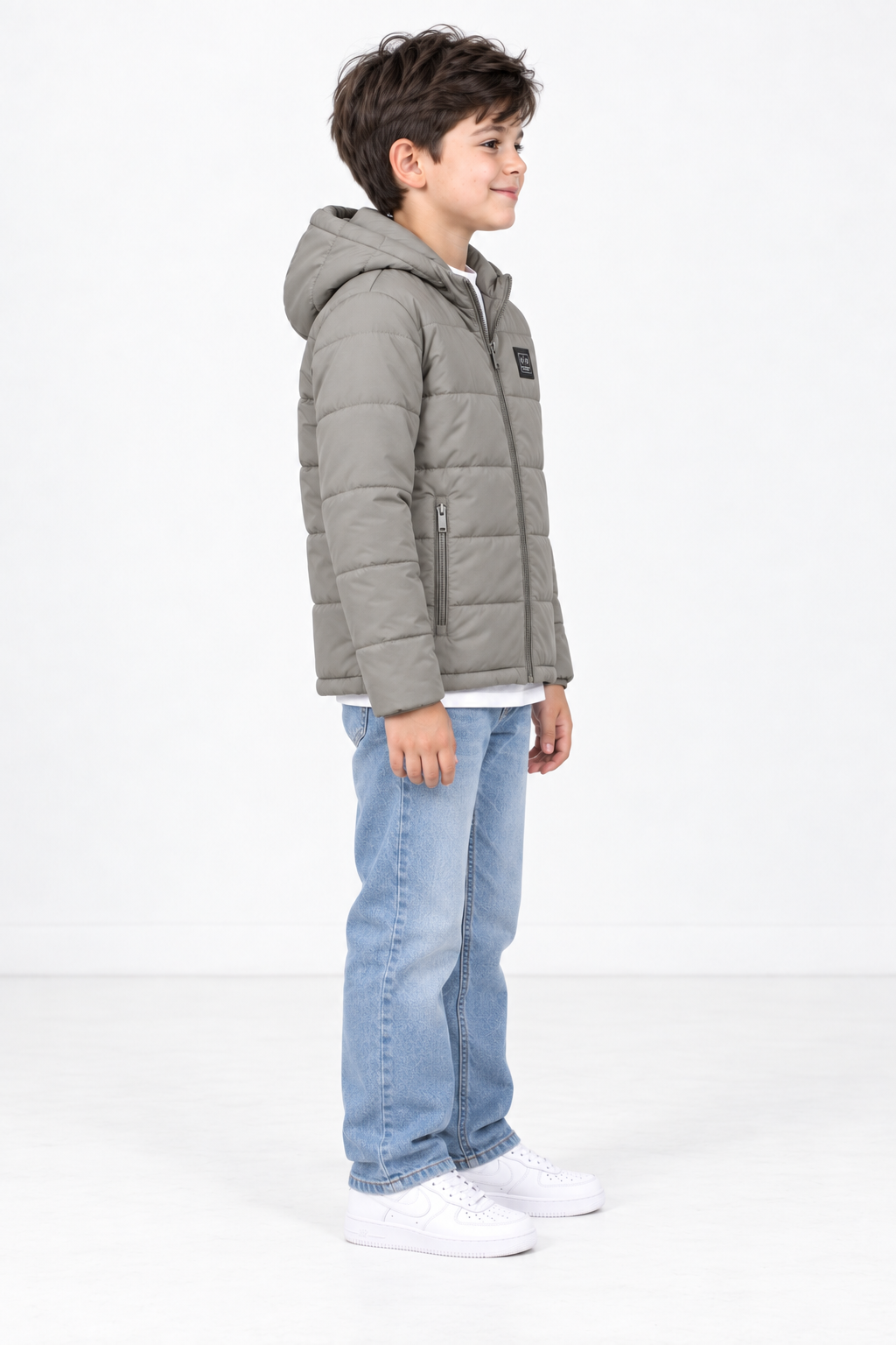 Junior Boys Woven Puffer Jacket – Regular Fit Hooded Full-Zip Quilted Winter Jacket