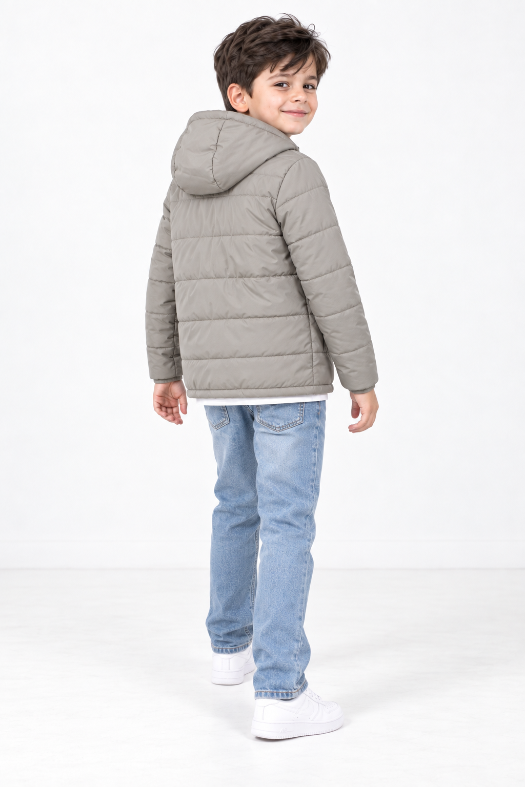 Junior Boys Woven Puffer Jacket – Regular Fit Hooded Full-Zip Quilted Winter Jacket