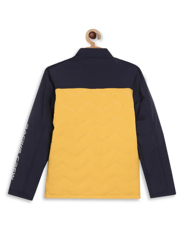 Octave Boys Mustard Yellow  Navy Blue Colourblocked Padded Jacket