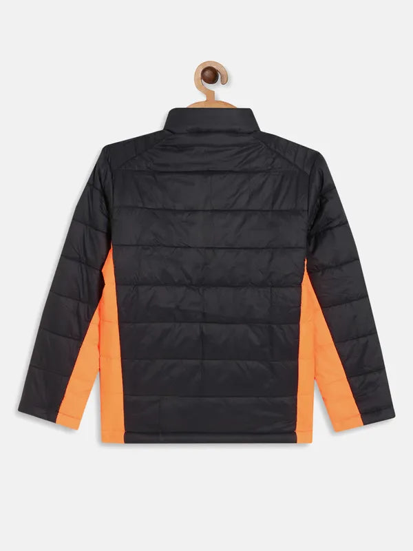 Boys Colourblocked Puffer Jacket With Patchwork