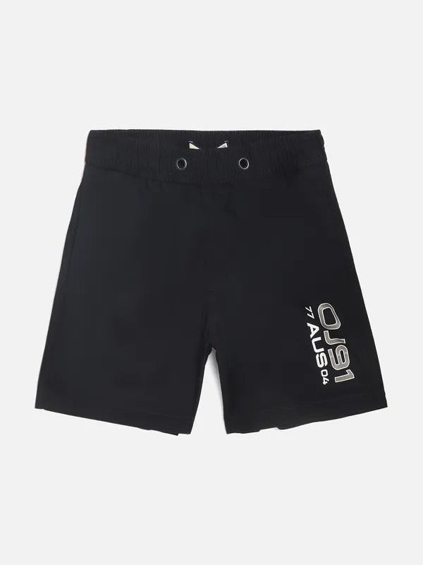 Octave Boys Navy Blue Solid Cotton Shorts