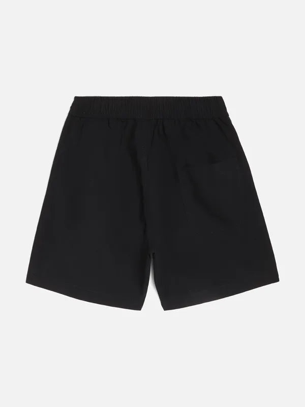 Octave Boys Navy Blue Solid Cotton Shorts