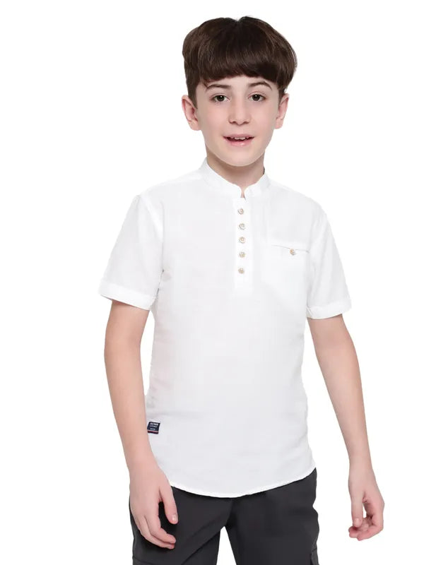 Octave Boys Mandarin Collar Solid Casual Shirt