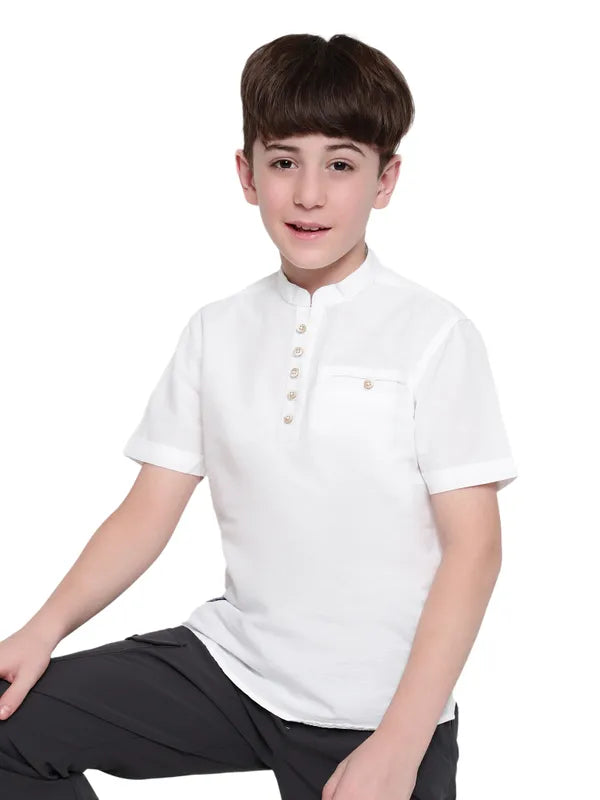 Octave Boys Mandarin Collar Solid Casual Shirt