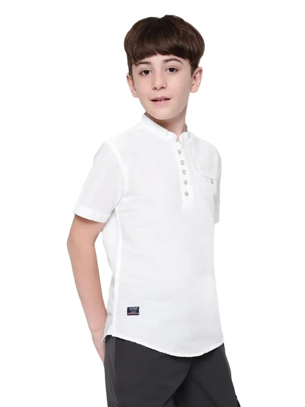 Octave Boys Mandarin Collar Solid Casual Shirt