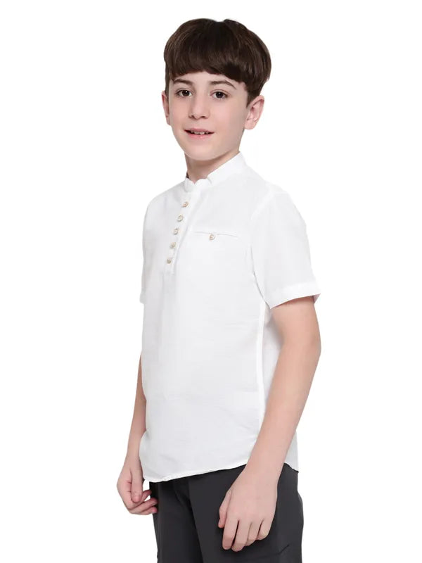 Octave Boys Mandarin Collar Solid Casual Shirt