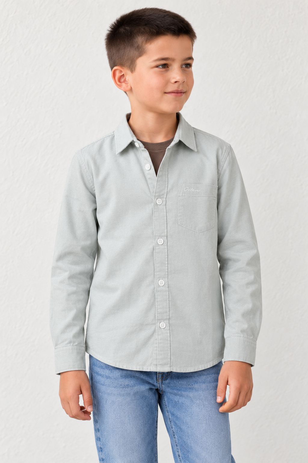 Junior Boy Oxford Full Sleeve Shirt | Premium Cotton Oxford Fern Casual Shirt for Boys