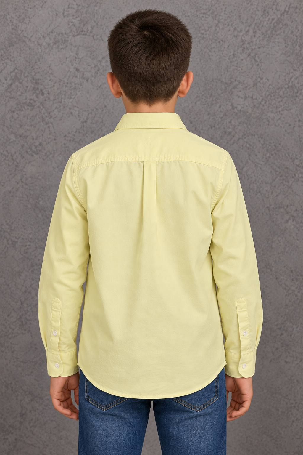 Junior Boy Lemon Oxford Shirt – Full Sleeve Button-Front Shirt with Chest Pocket