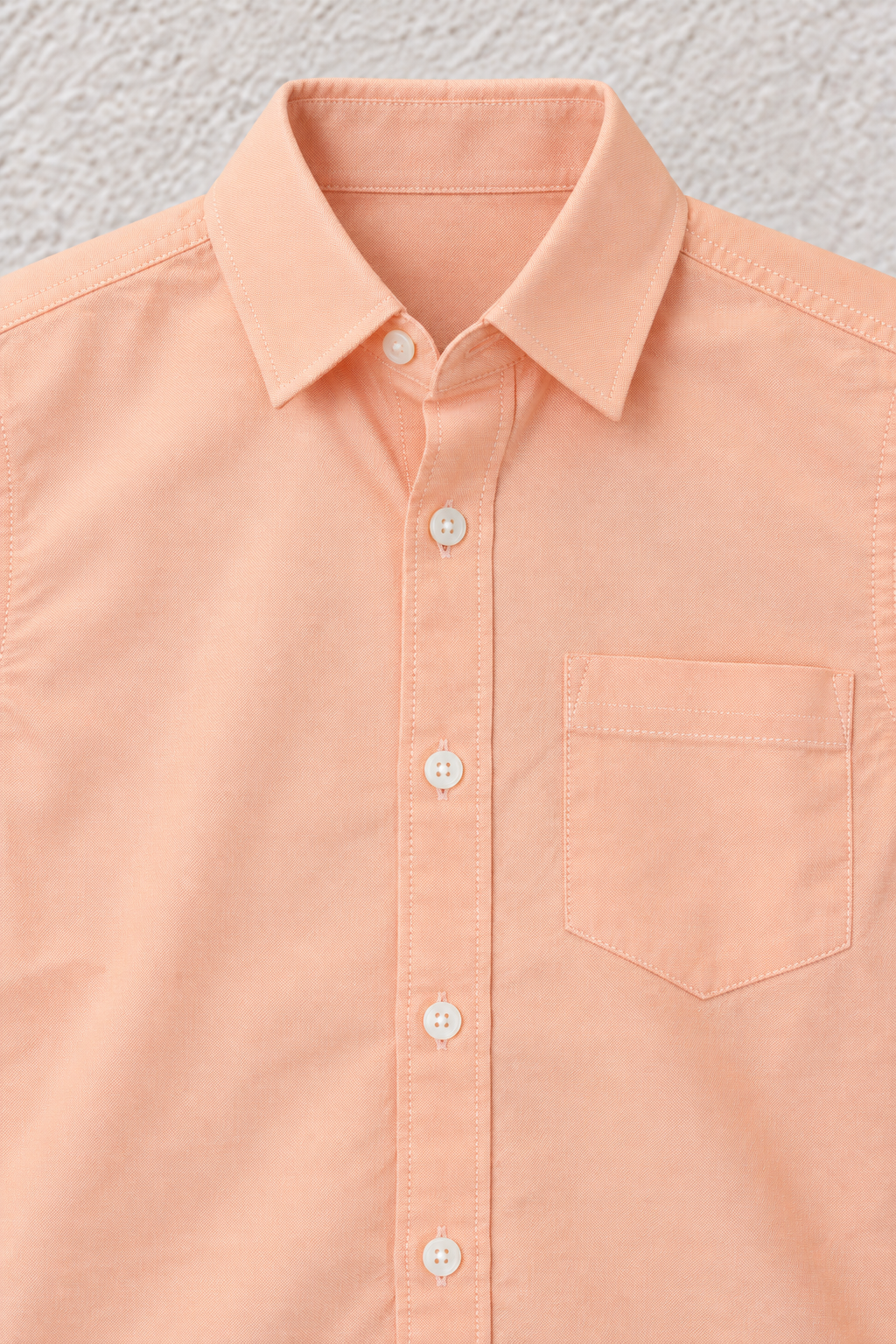 Junior Boy Orange Oxford Shirt – Full Sleeve Button-Front Shirt with Chest Pocket