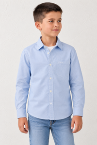 Junior Boy Oxford Full Sleeve Shirt | Premium Cotton Oxford Sky Casual Shirt for Boys