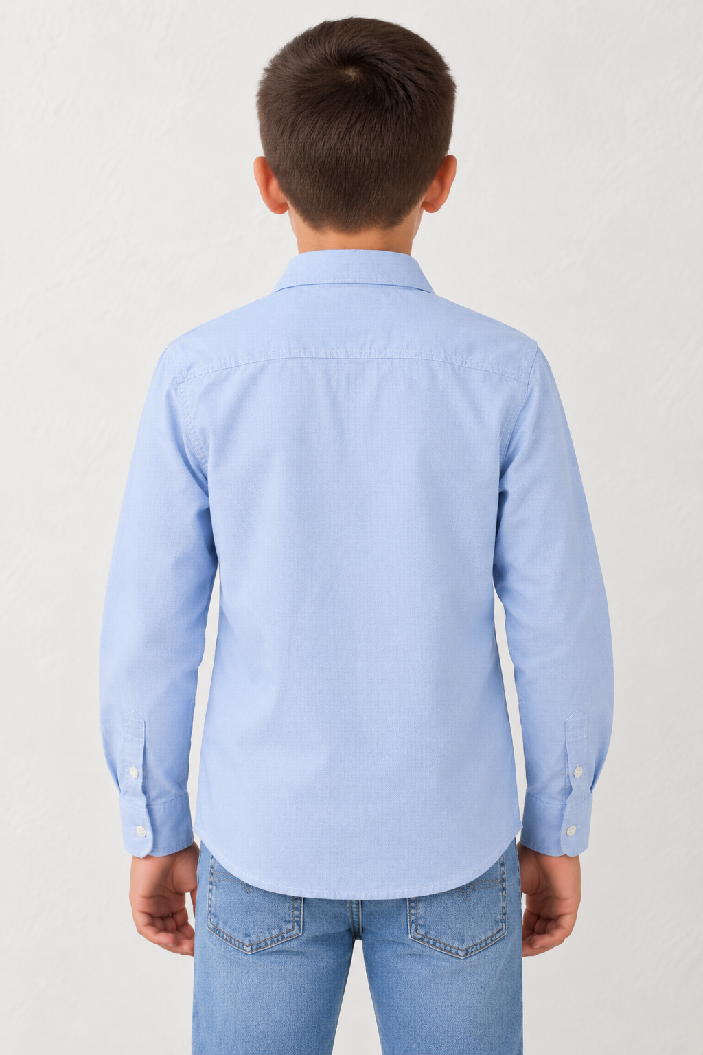 Junior Boy Oxford Full Sleeve Shirt | Premium Cotton Oxford Sky Casual Shirt for Boys