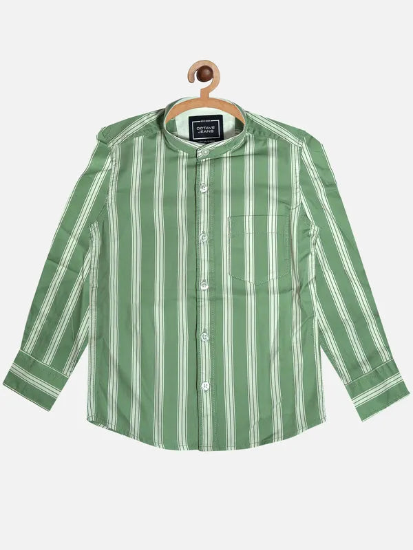 Boys Striped Regular Fit Cotton Casual Shirt