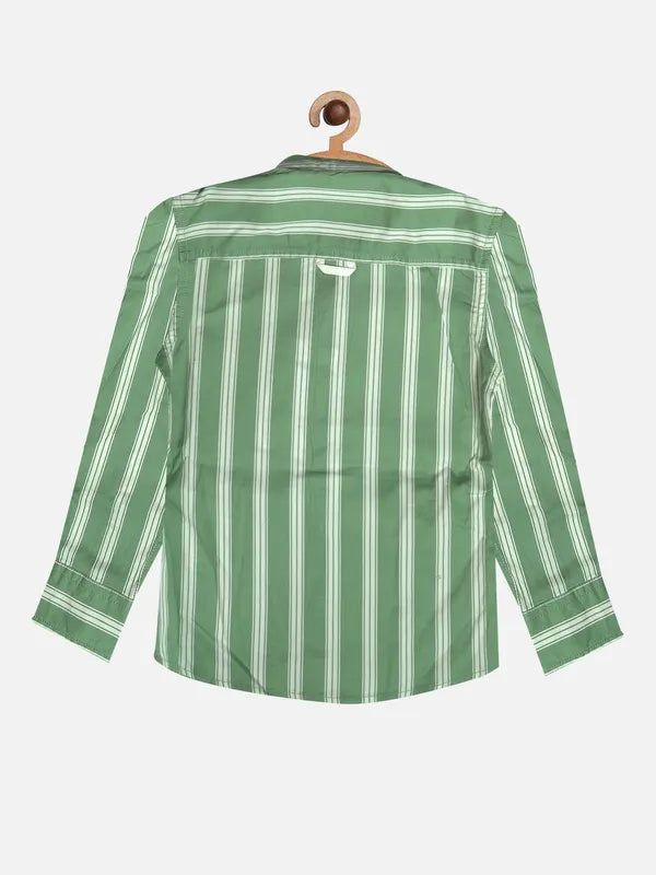 Boys Striped Regular Fit Cotton Casual Shirt