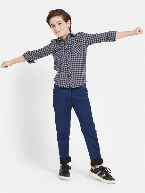 Octave Boys Checked Cotton Casual Shirt