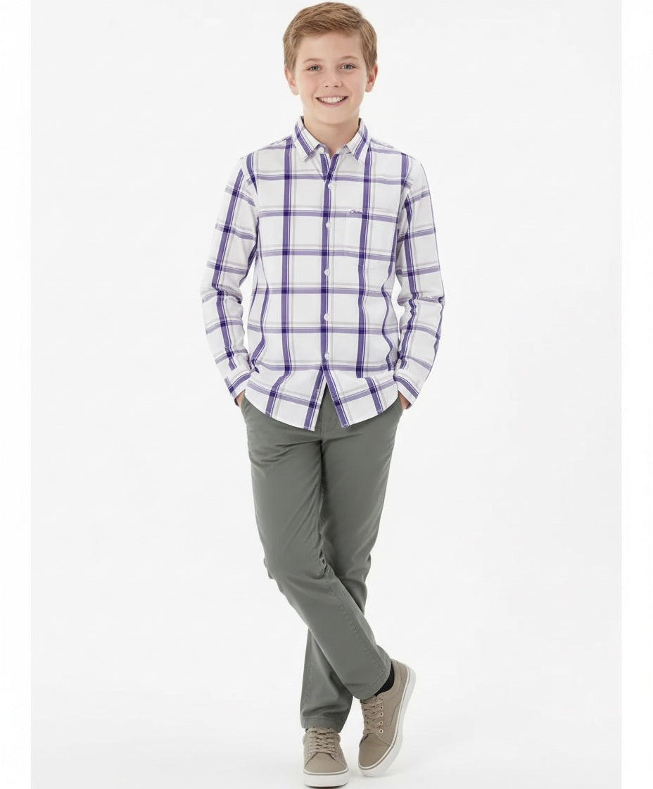 Boy Checked Polo Neck Shirt