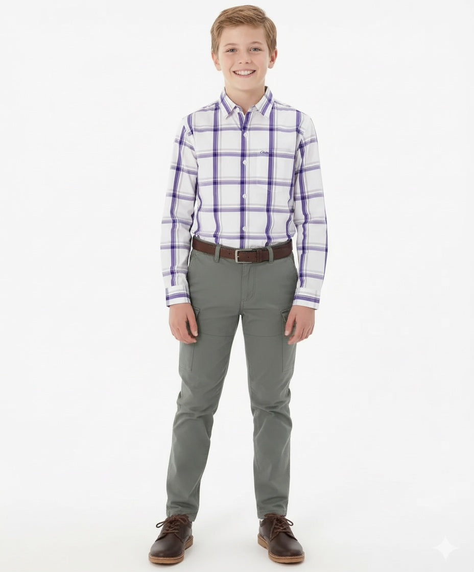 Boy Checked Polo Neck Shirt