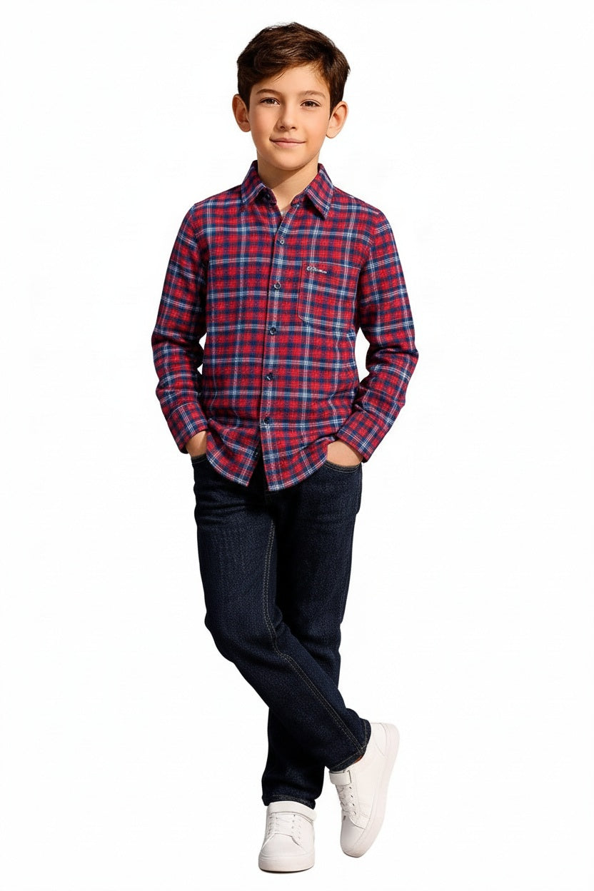 Boys Tartan Checks Checked Casual Shirt