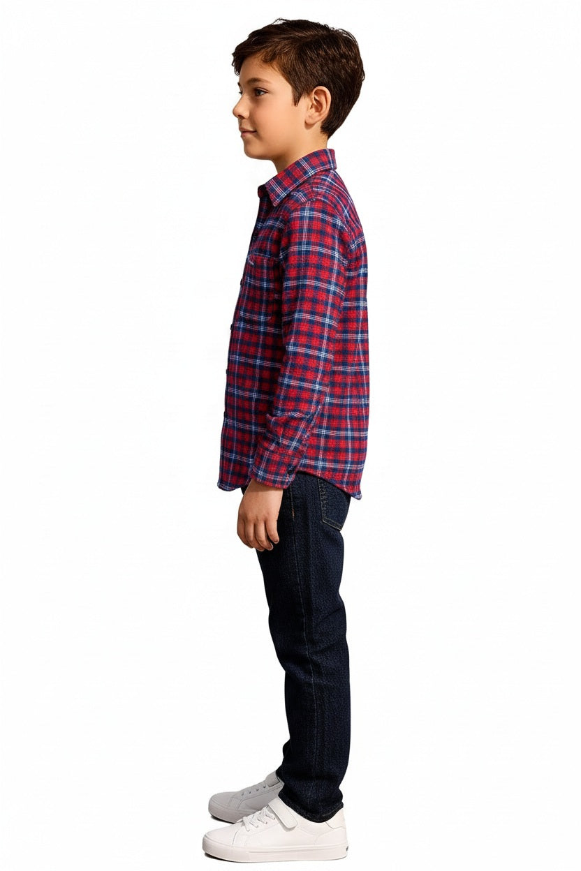 Boys Tartan Checks Checked Casual Shirt