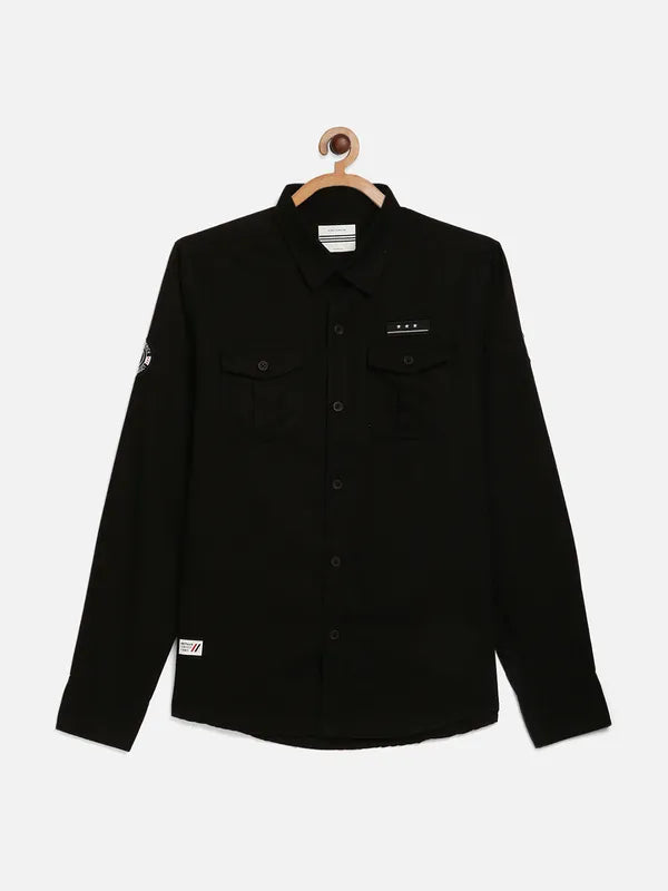 Octave Boys Black Regular Fit Casual Shirt