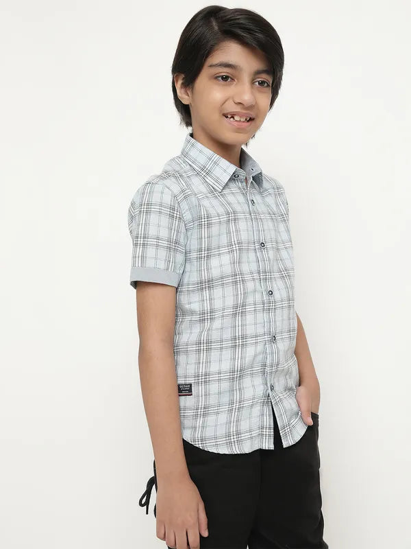 Octave Boys Tartan Checked Cotton Casual Shirt