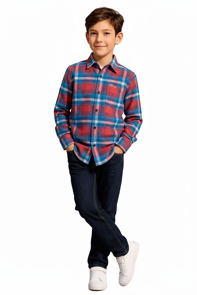 Boys Tartan Checks Checked Casual Shirt