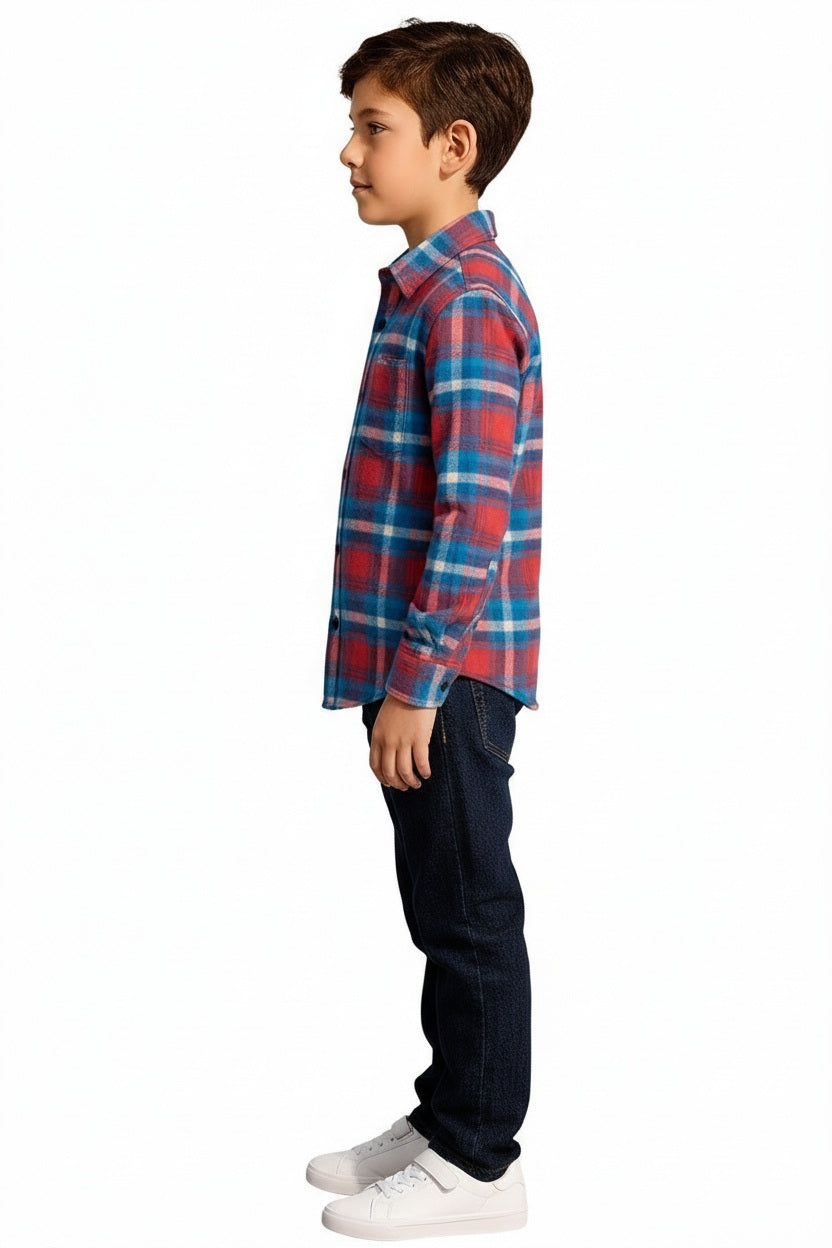 Boys Tartan Checks Checked Casual Shirt