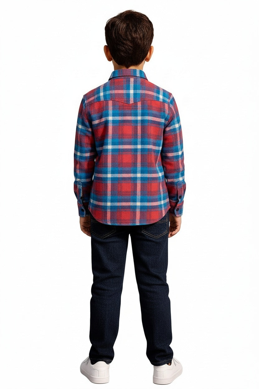 Boys Tartan Checks Checked Casual Shirt