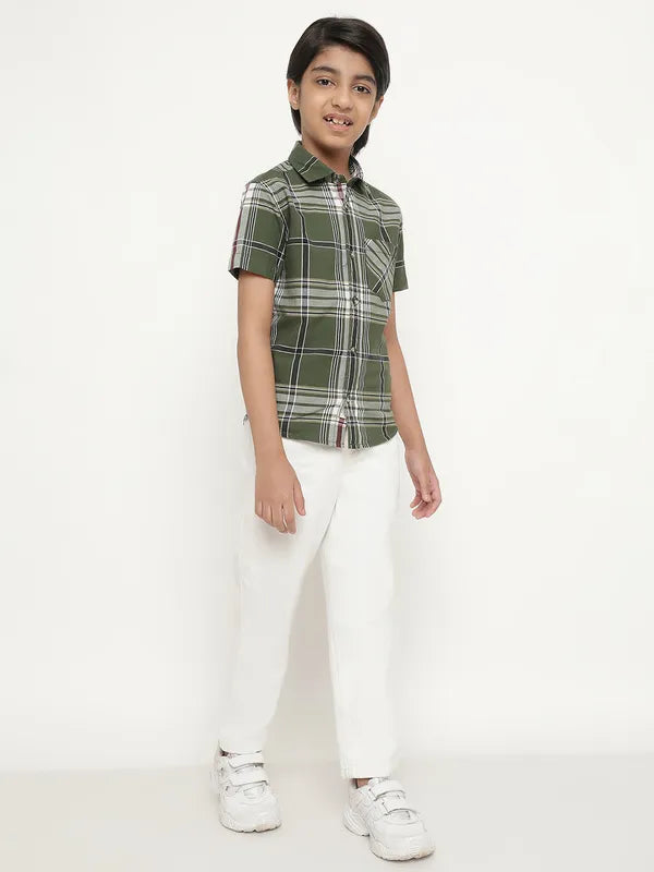 Octave Boys Tartan Checked Cotton Casual Shirt