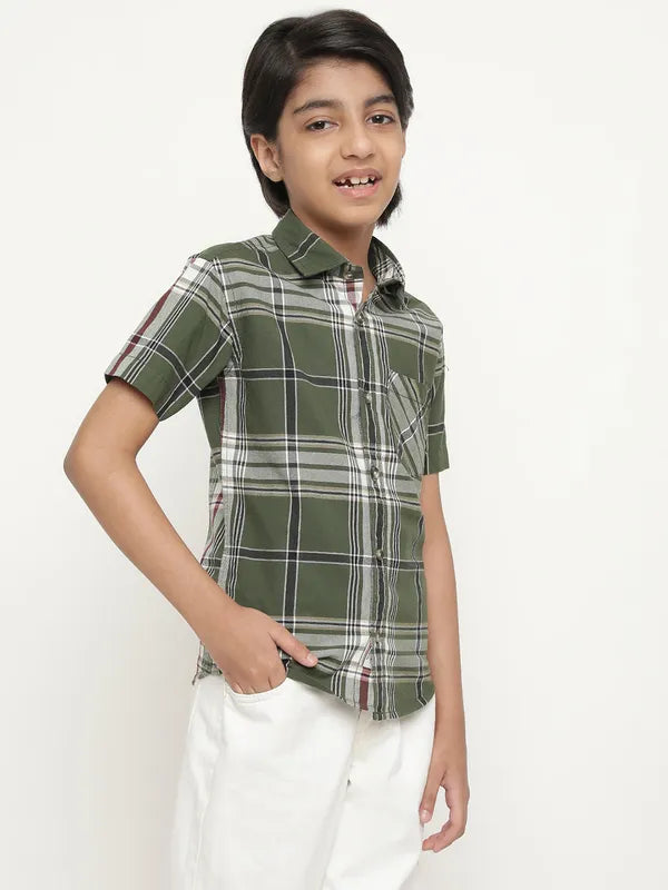 Octave Boys Tartan Checked Cotton Casual Shirt