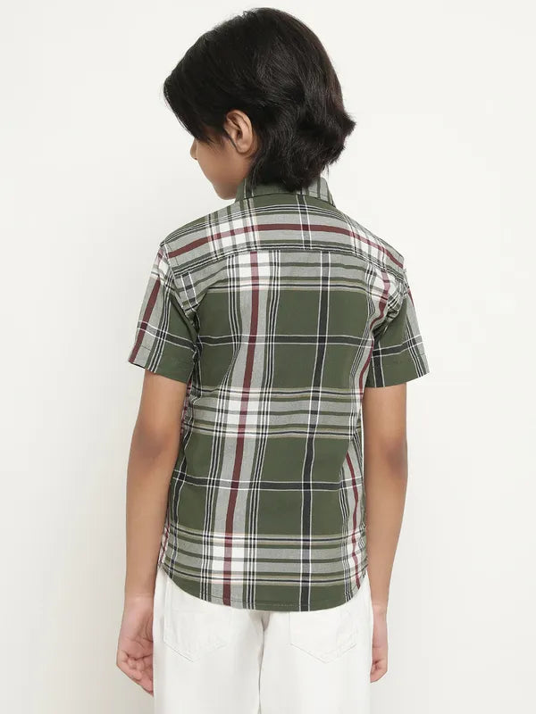 Octave Boys Tartan Checked Cotton Casual Shirt