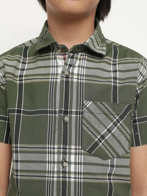 Octave Boys Tartan Checked Cotton Casual Shirt