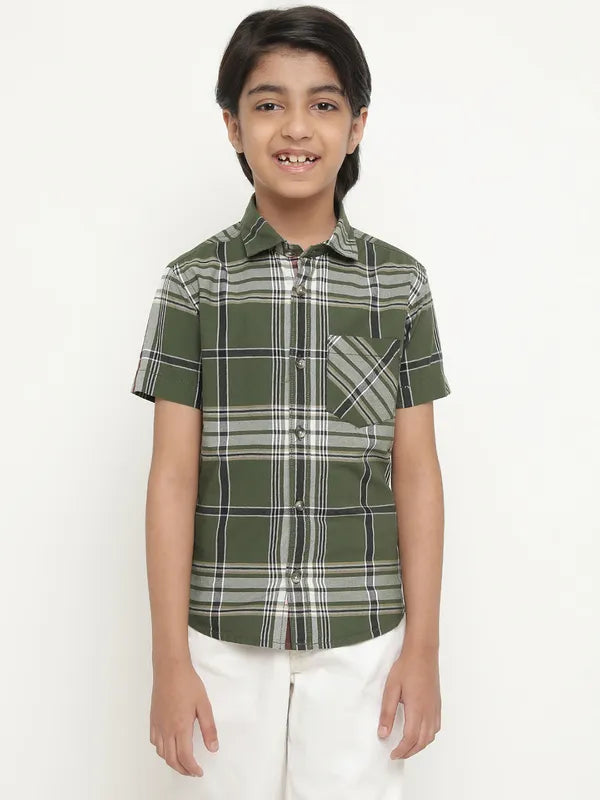 Octave Boys Tartan Checked Cotton Casual Shirt