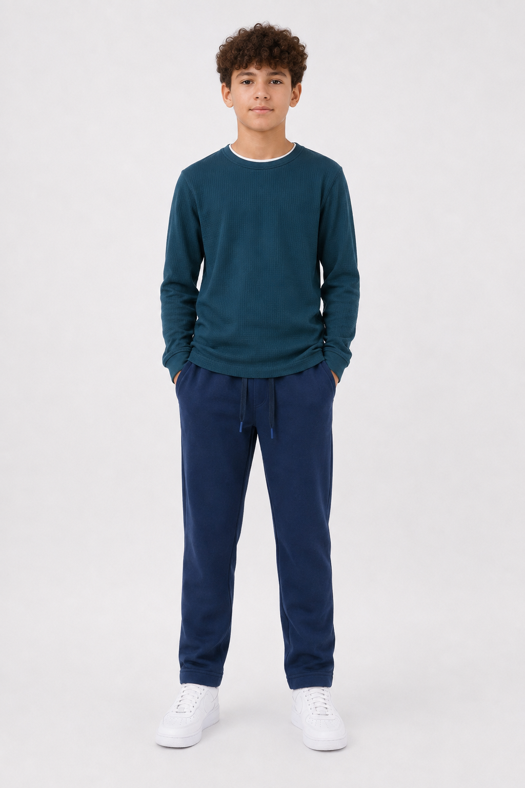 Junior Boys Pacific Seersucker Full Sleeve Pre-Winter T-Shirt – Regular Fit Round Neck
