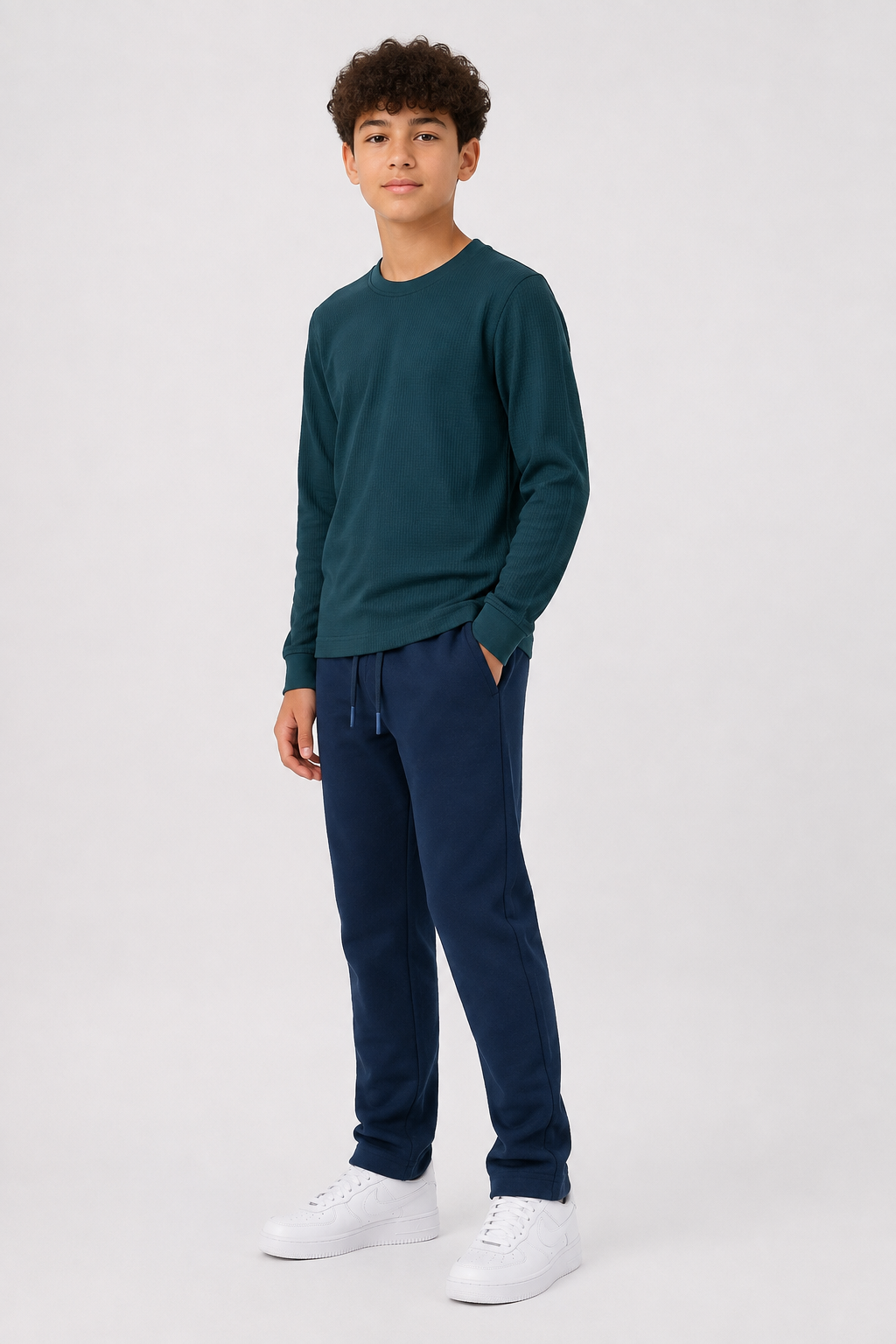 Junior Boys Pacific Seersucker Full Sleeve Pre-Winter T-Shirt – Regular Fit Round Neck