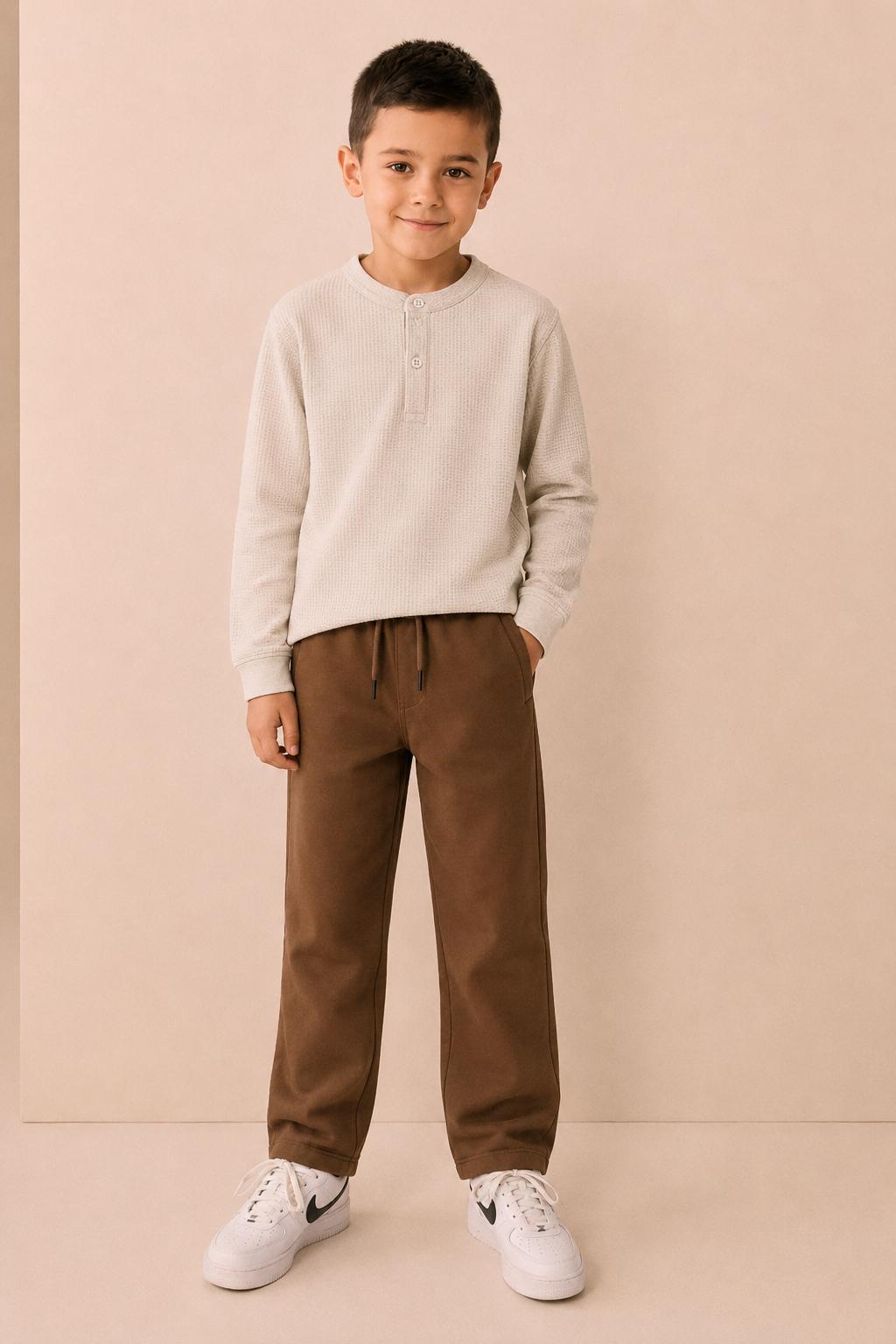 Junior Boys Arona Seersucker Henley Collar Full Sleeve Pre-Winter T-Shirt – Regular Fit