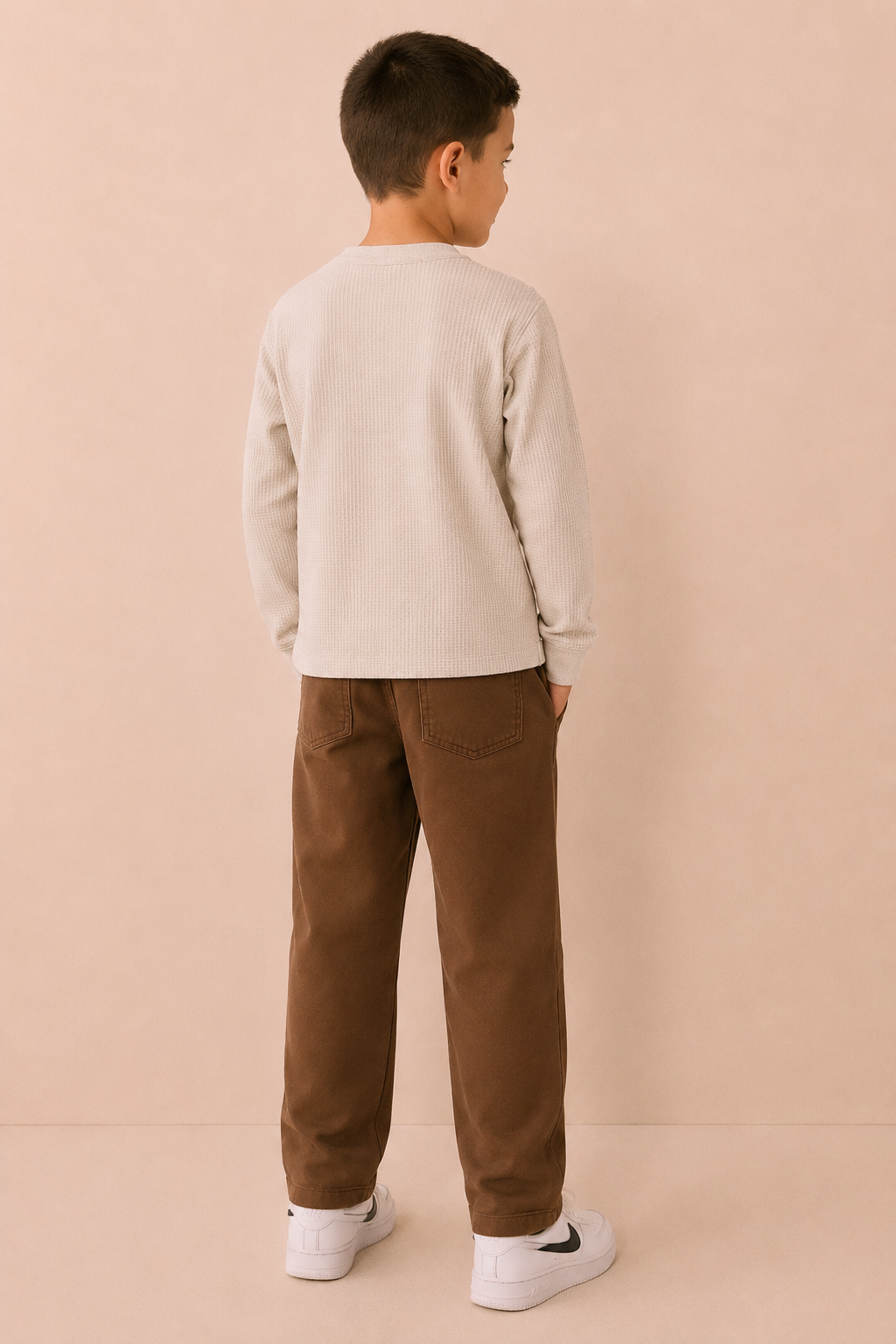 Junior Boys Arona Seersucker Henley Collar Full Sleeve Pre-Winter T-Shirt – Regular Fit