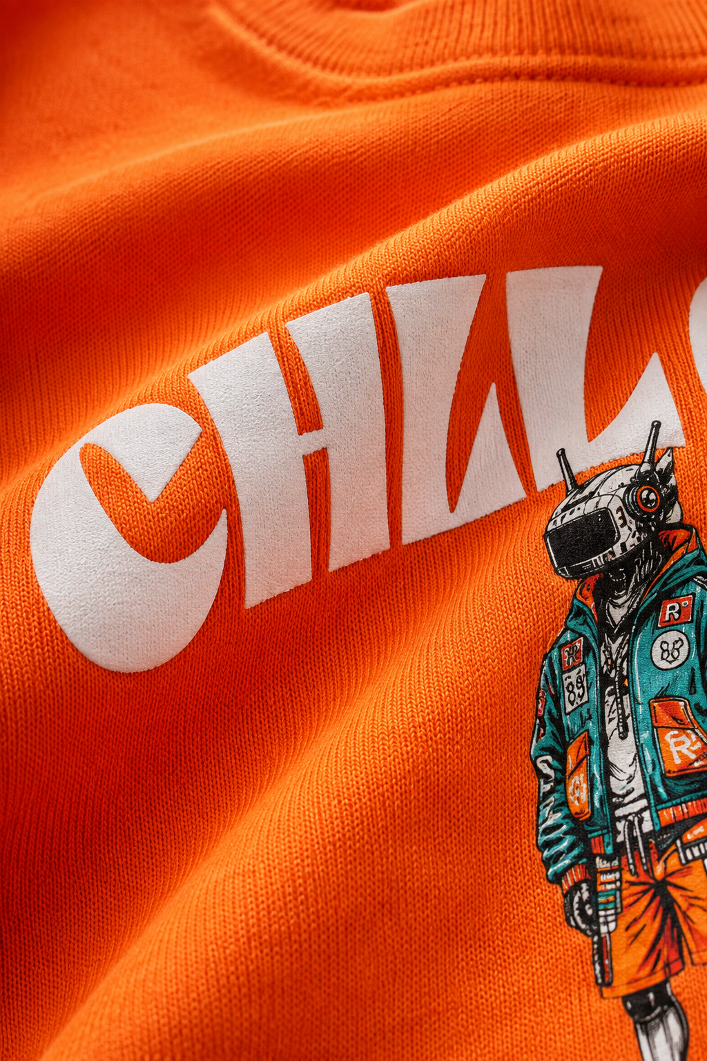 Junior Boys Cyber Orange Cotton Blend Full Sleeve Pre-Winter T-Shirt – Regular Fit Graphic Round Neck Tee