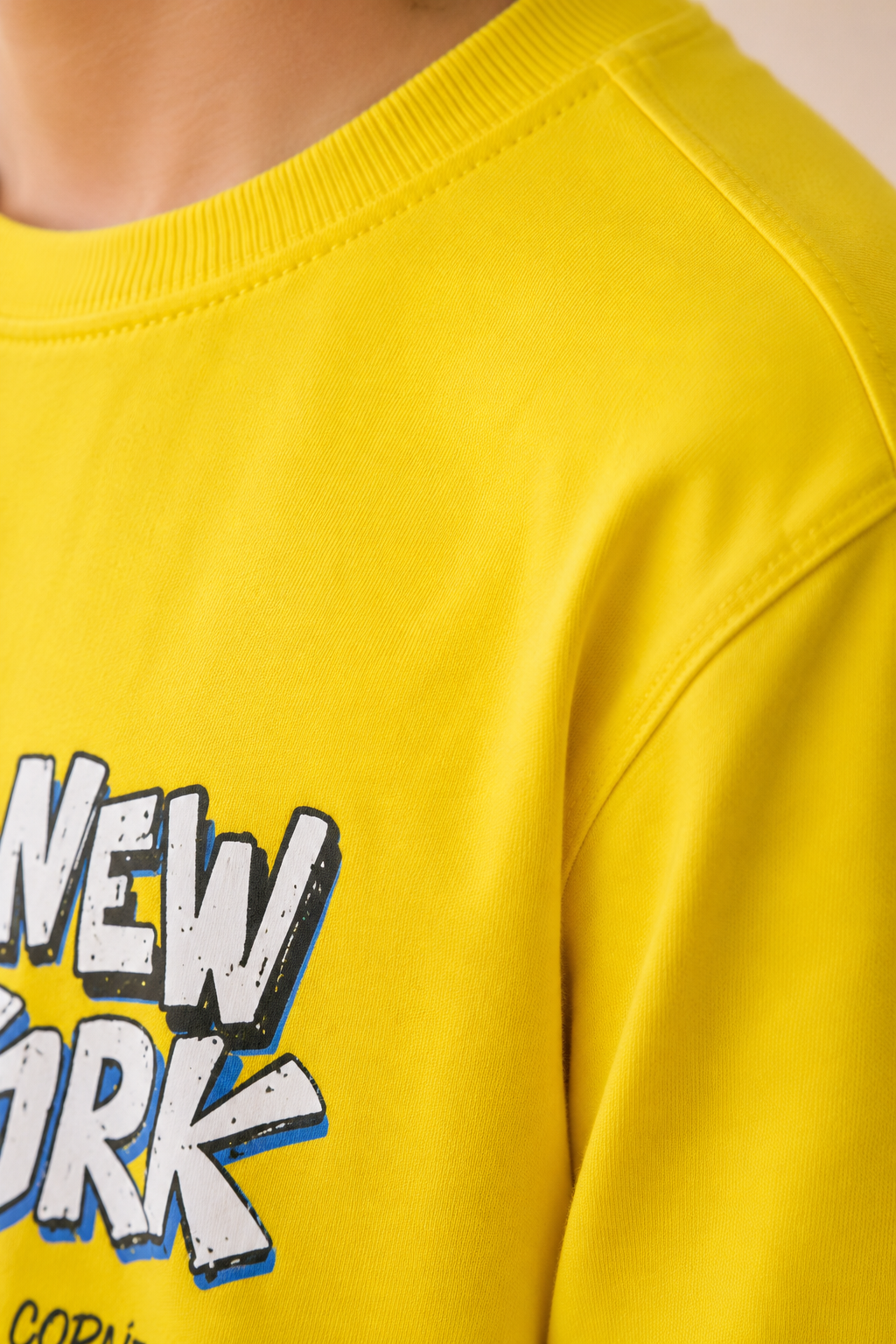 Junior Boys Lime Light Cotton Sinker Full Sleeve Pre-Winter T-Shirt – Regular Fit Graphic Round Neck Tee