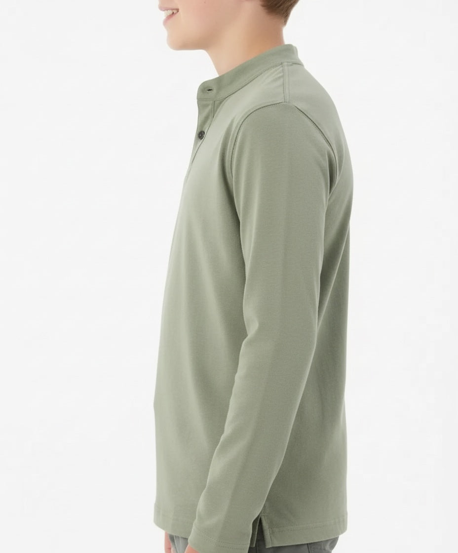 Boy Solid Mandarin Neck T-Shirt