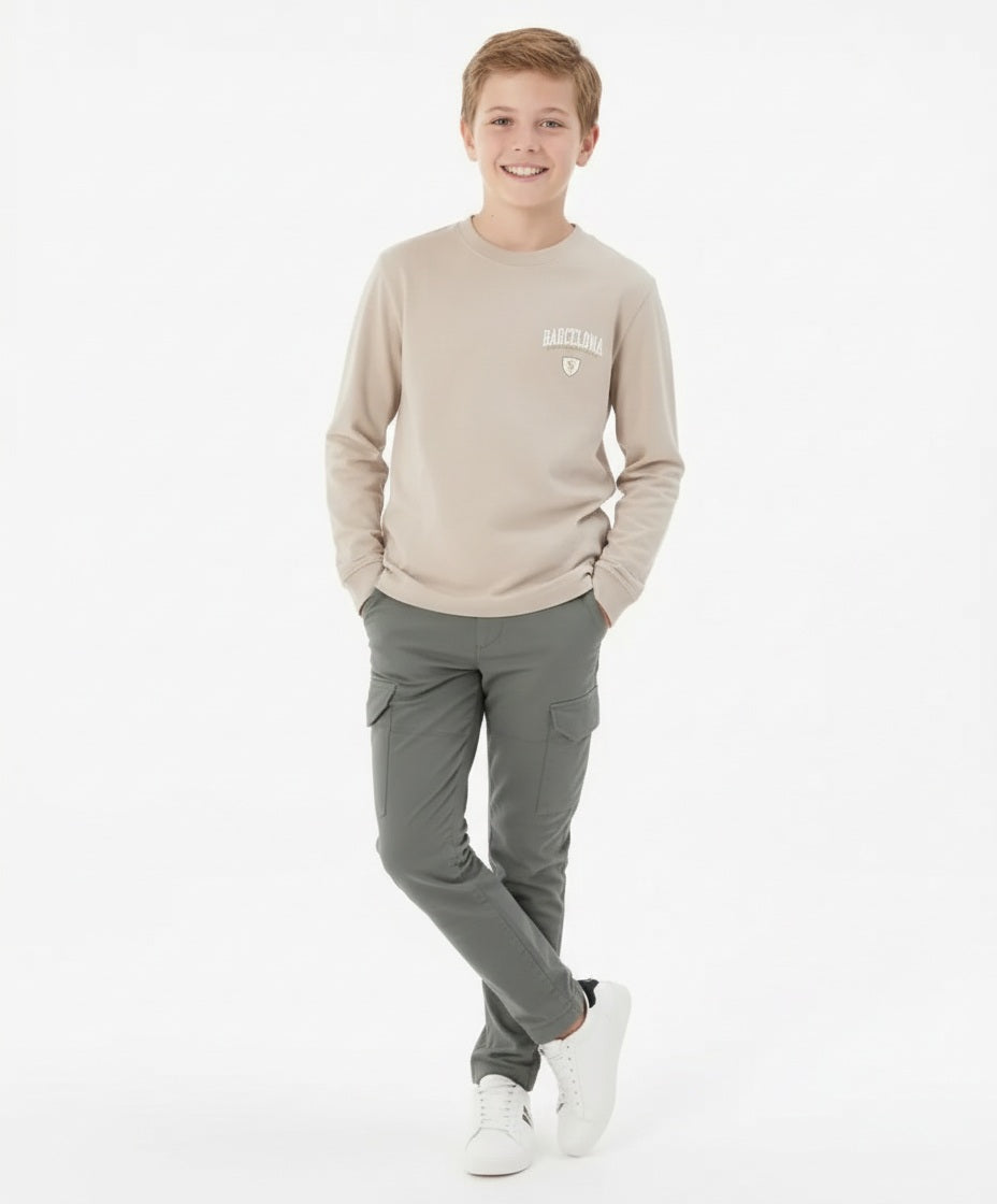 Boy Solid Mandarin Neck T-Shirt
