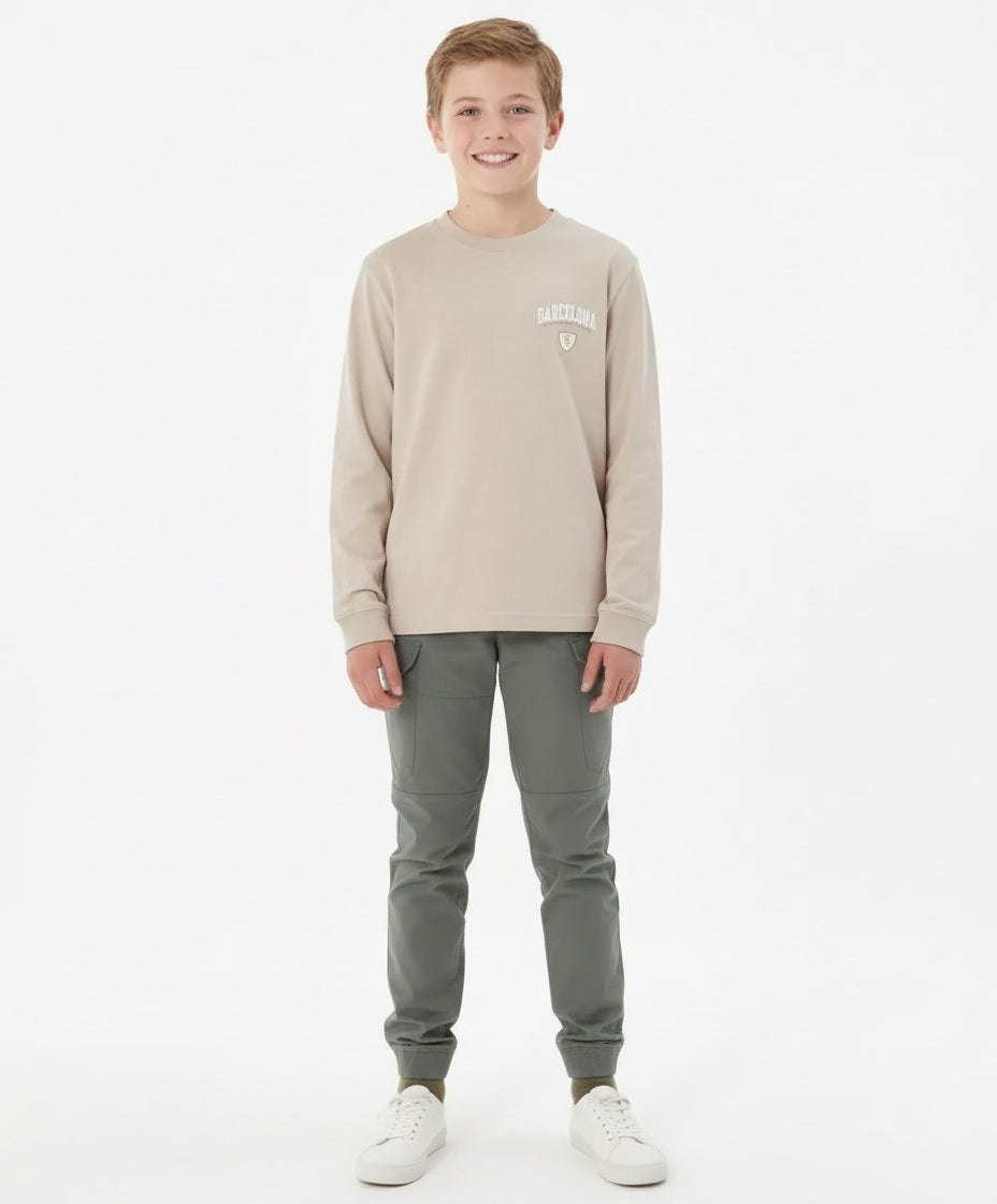 Boy Solid Mandarin Neck T-Shirt