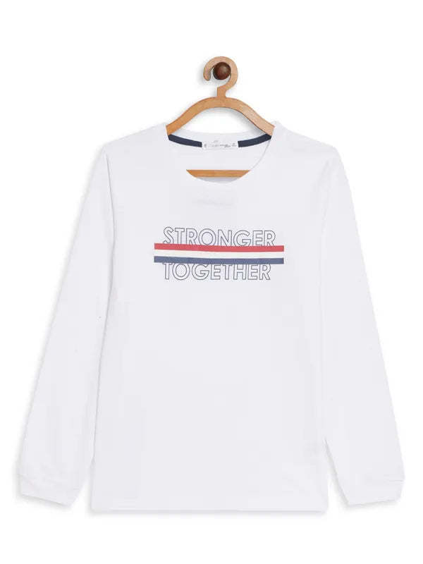 Octave Boys White Typography T-Shirt