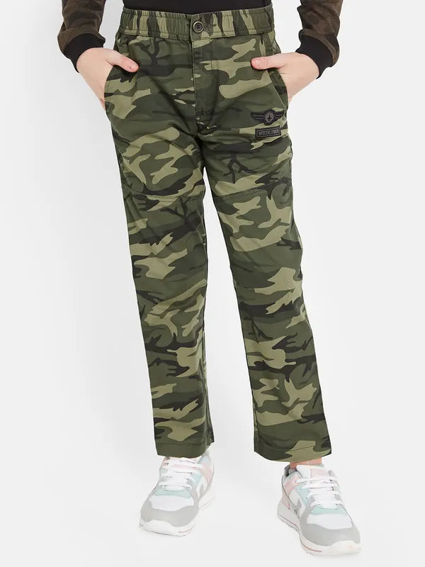 Octave Boys Camouglage Printed Cotton Mid Rise Track Pants