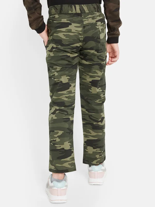 Octave Boys Camouglage Printed Cotton Mid Rise Track Pants