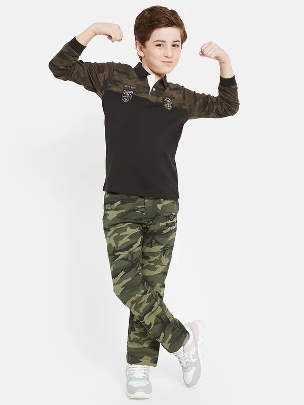 Octave Boys Camouglage Printed Cotton Mid Rise Track Pants