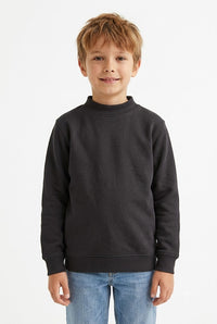 Junior Boys’ Ultra Warm Lightweight Knitted Mock Neck Sweatshirt – Black
